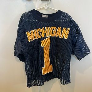 University of Michigan cropped mesh jersey shirt